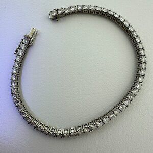 7" 925 Sterling Silver Cubic Zirconia Tennis Bracelet - 4mm Wide, 10.48g